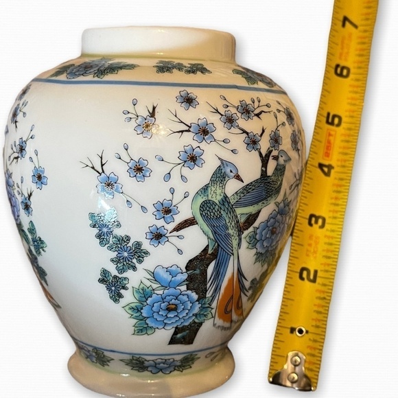Vintage Chinese Porcelain Vase Lyre Bird & Cherry Blossoms - Picture 9 of 10